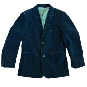 ISAAC MIZRAHI Slim Fit Hunter Blue Green Velvet Blazer Boys 14